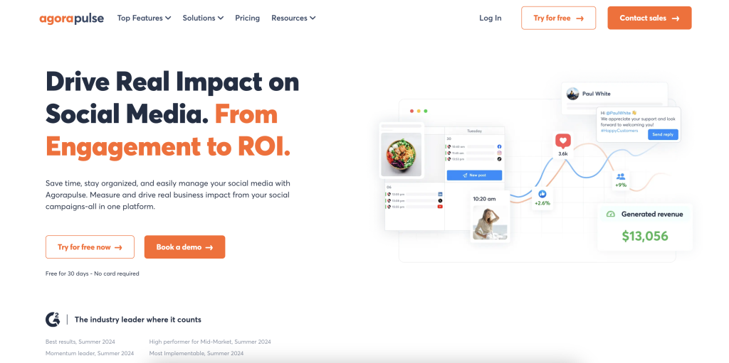 Agorapulse homepage - top real estate marketing tool